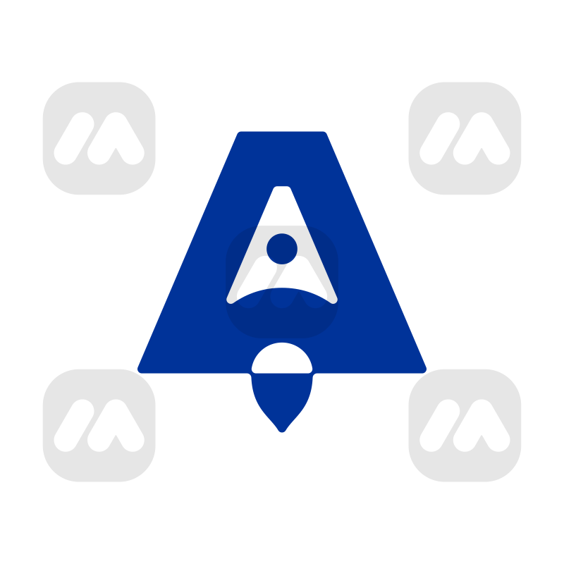 Letter A and Rocket Launch Monogram Logo