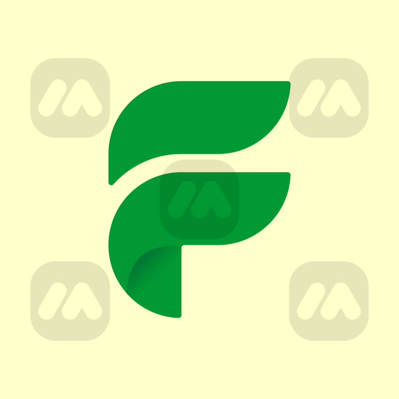 Letter F and Leaf Monogram Logo