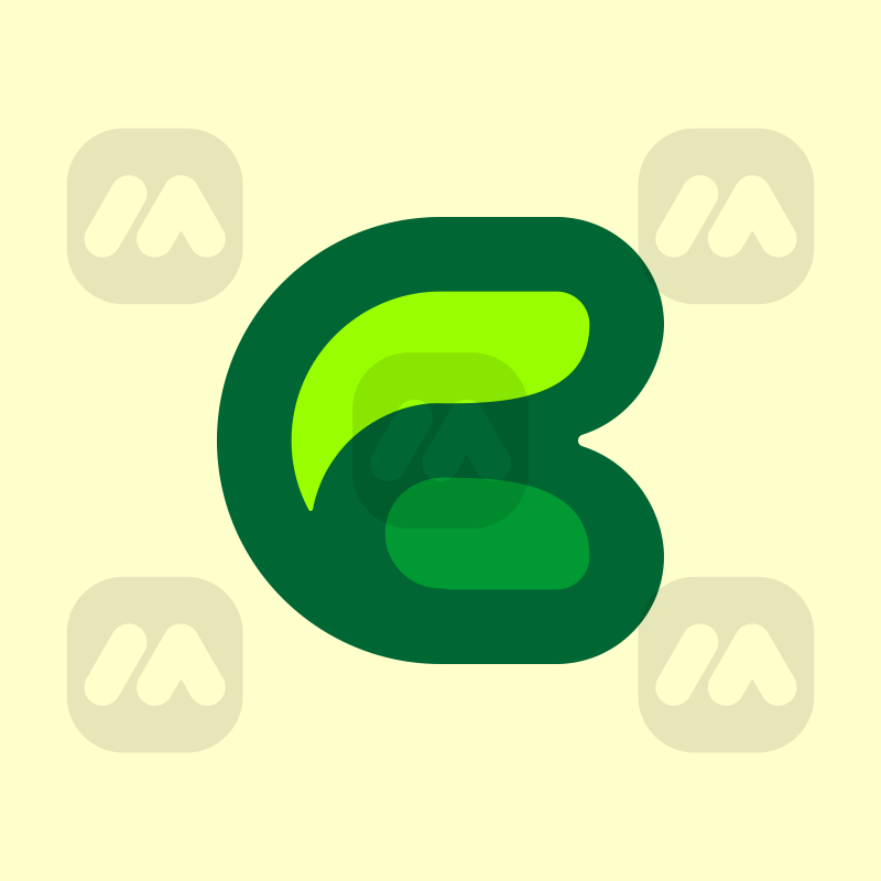 Green Letter B or C Logo