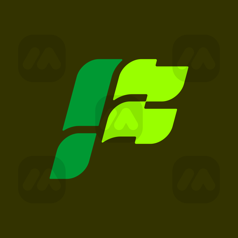 Letter F adn leaf Monogram Logo