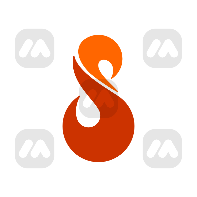Letter S and Fire Monogram Logo