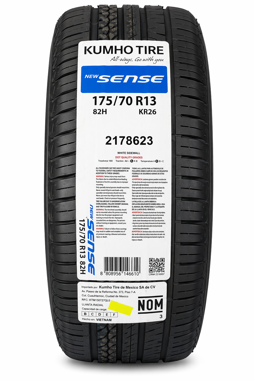 Llanta Kumho Tire 175/70 R13