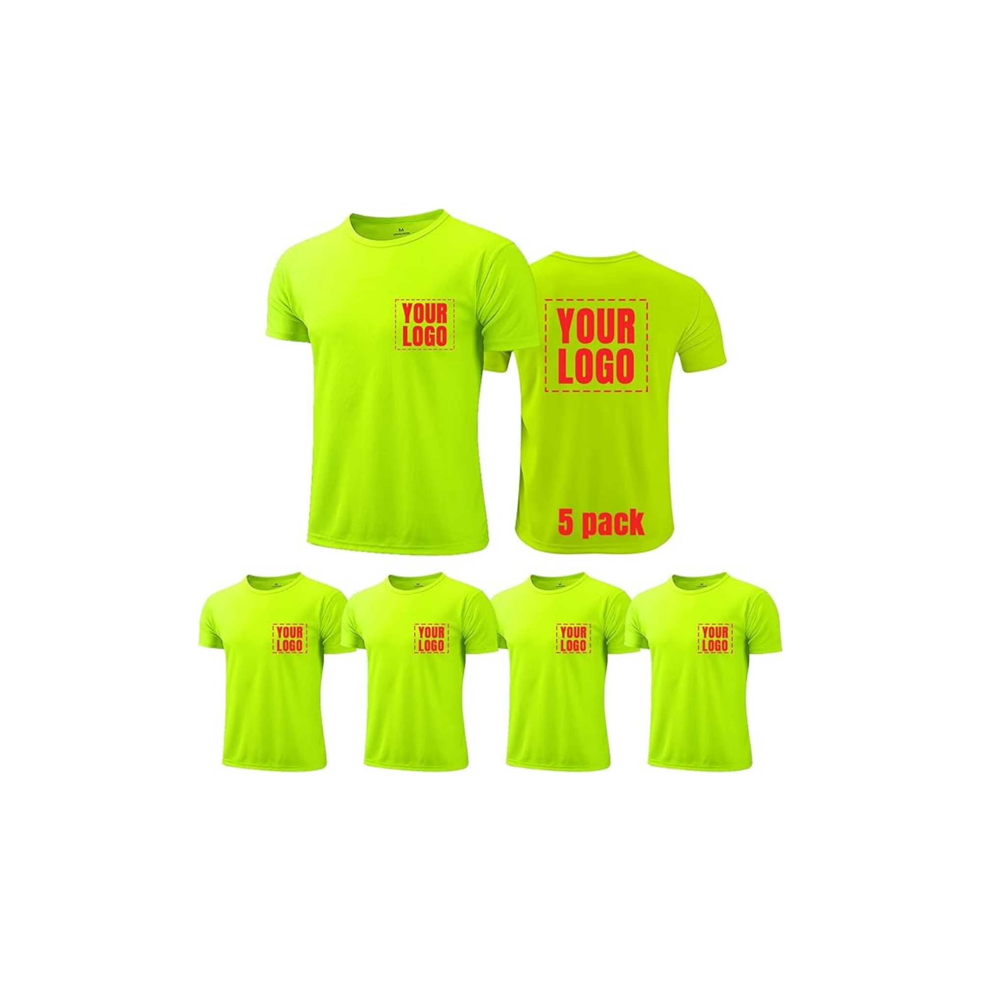 Custom Neon Dri-Fit Short Sleeve T-Shirts 5-Pack
