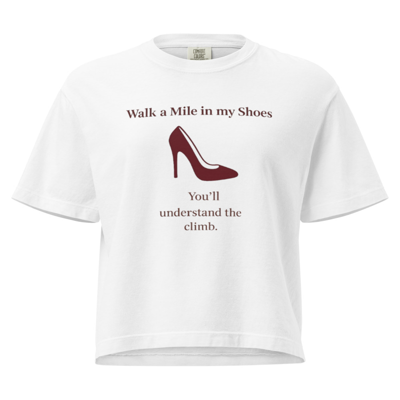 Women’s Heavyweight Boxy Tee – Walk a Mile in My Shoes