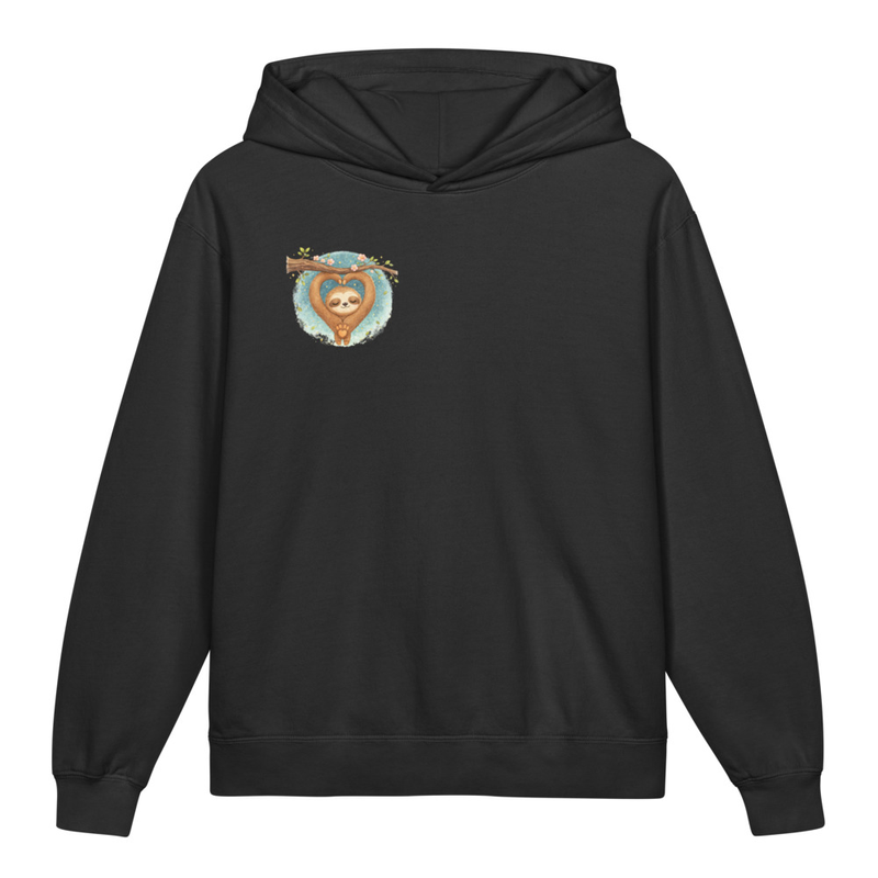 Kids Tai Chi Hoodie – “Slow Flow Sloth” Youth Garment-Dyed Lightweight Sweatshirt | Mindfulness & Calm Graphic