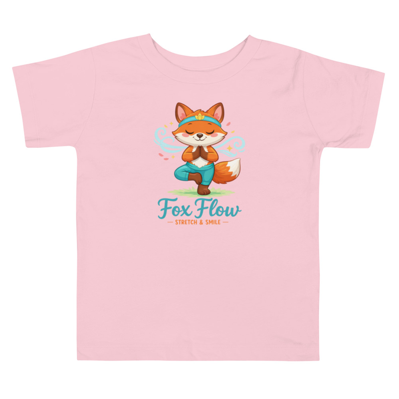 Toddler Yoga T-Shirt – “Fox Flow” Kids Tee | Cute Mindfulness, Stretch & Smile Graphic