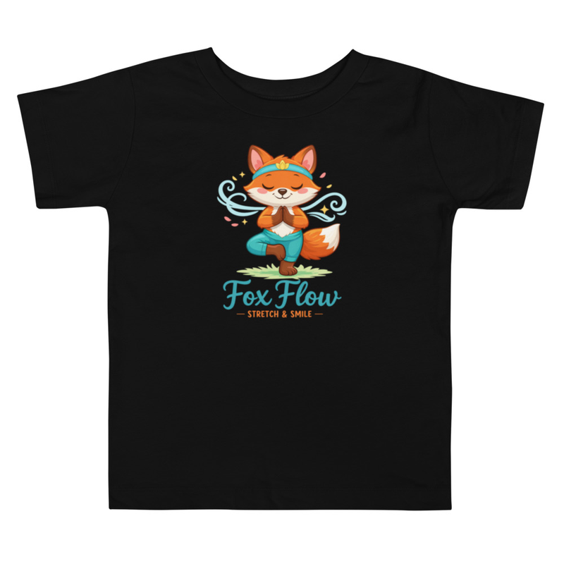 Toddler Yoga T-Shirt – “Fox Flow” Kids Tee | Cute Mindfulness, Stretch & Smile Graphic