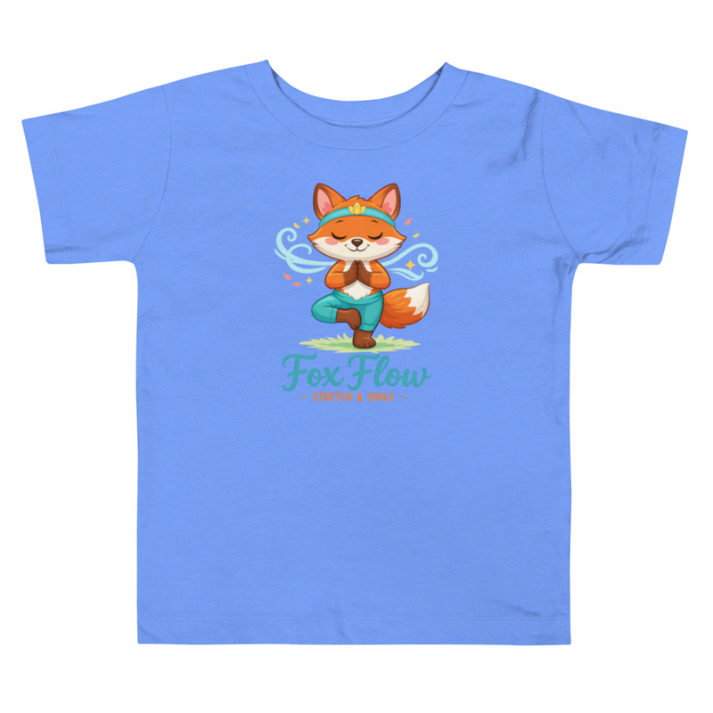 Toddler Yoga T-Shirt – “Fox Flow” Kids Tee | Cute Mindfulness, Stretch & Smile Graphic