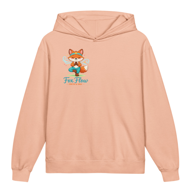 Kids Yoga Hoodie – “Fox Flow” Youth Lightweight Sweatshirt | Mindfulness, Stretch & Smile Graphic