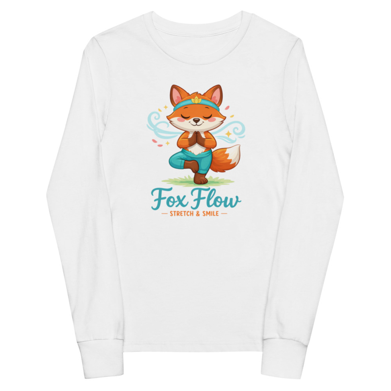 Youth long sleeve tee - Fox in tree pose serenity