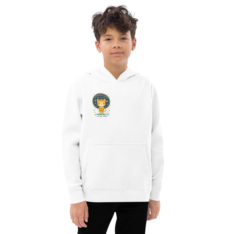 Be Brave Kids Fleece Hoodie – Cute Yoga Cat Hoodie | Positive Affirmation Hoodie for Kids | Little Yogi Collection