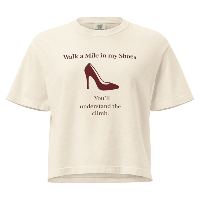 Women’s Heavyweight Boxy Tee – Walk a Mile in My Shoes