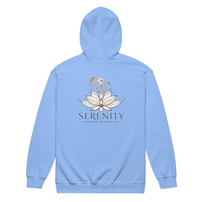 Unisex Zip-Up Yoga Hoodie “Serenity” Heavy Blend Sweatshirt | Mindful Movement, Wellness & Lotus Design