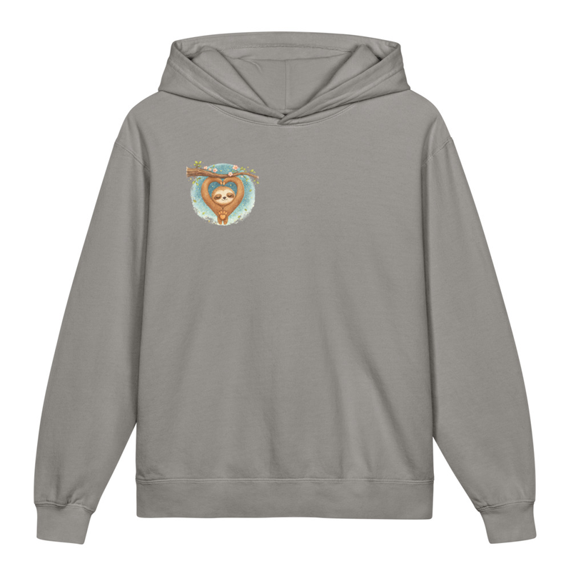 Kids Tai Chi Hoodie – “Slow Flow Sloth” Youth Garment-Dyed Lightweight Sweatshirt | Mindfulness & Calm Graphic