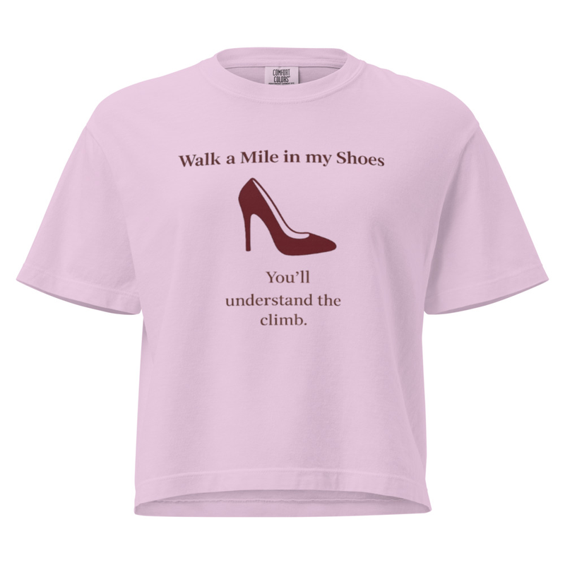 Women’s Heavyweight Boxy Tee – Walk a Mile in My Shoes