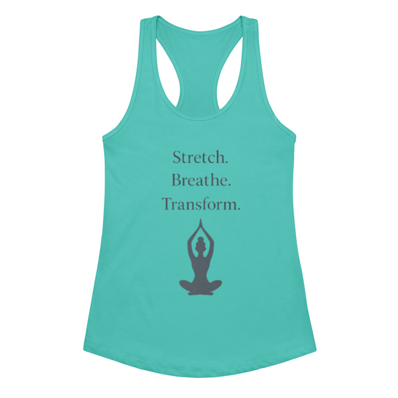 Women’s Racerback Tank Top – Stretch. Breathe. Transform.