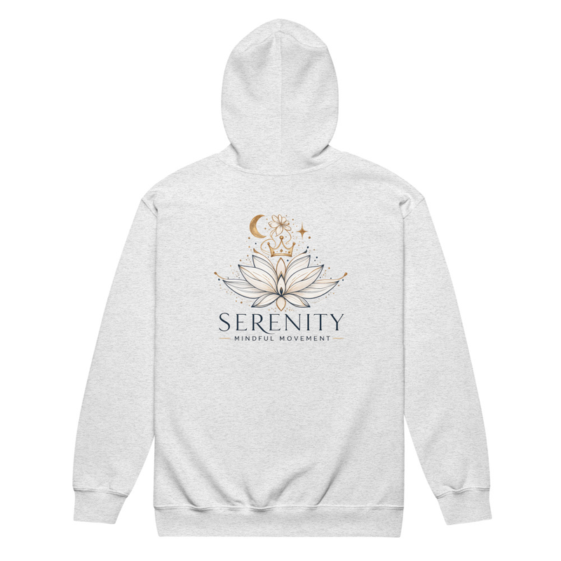Unisex Zip-Up Yoga Hoodie “Serenity” Heavy Blend Sweatshirt | Mindful Movement, Wellness & Lotus Design