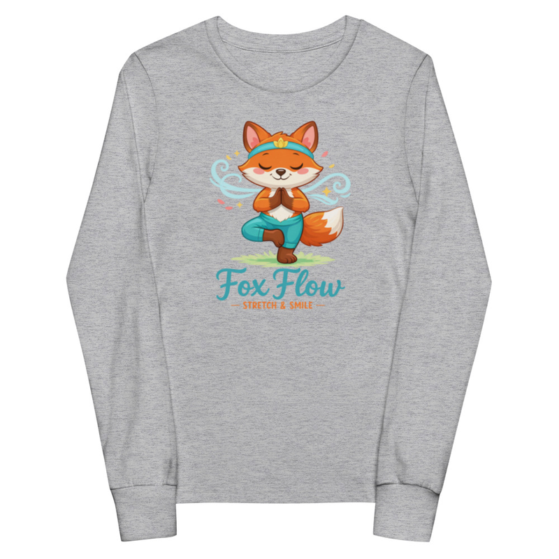 Youth long sleeve tee - Fox in tree pose serenity