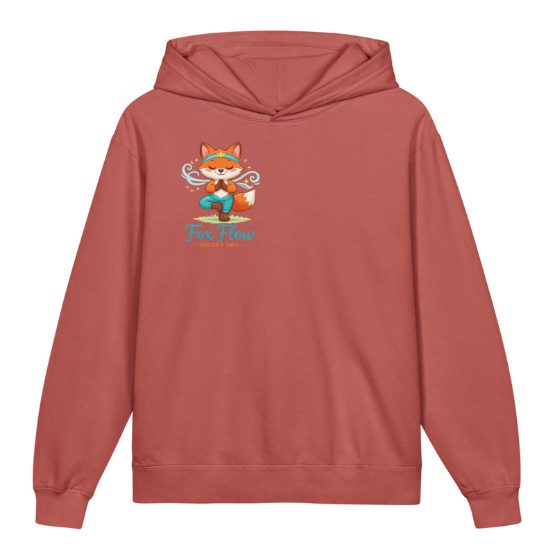 Kids Yoga Hoodie – “Fox Flow” Youth Lightweight Sweatshirt | Mindfulness, Stretch & Smile Graphic