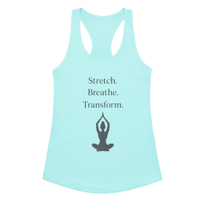 Women’s Racerback Tank Top – Stretch. Breathe. Transform.