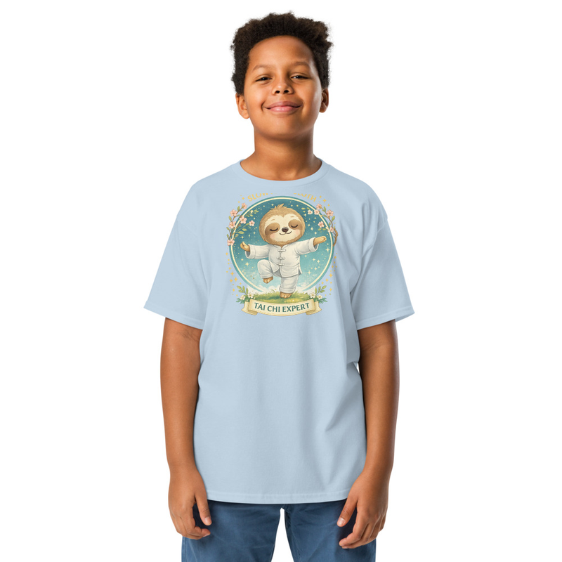 Kids Tai Chi Shirt – “Slow Flow Sloth” Youth T-Shirt | Mindfulness, Calm & Movement Graphic