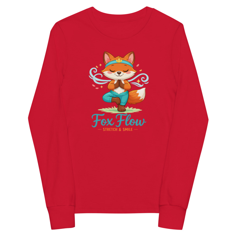 Youth long sleeve tee - Fox in tree pose serenity