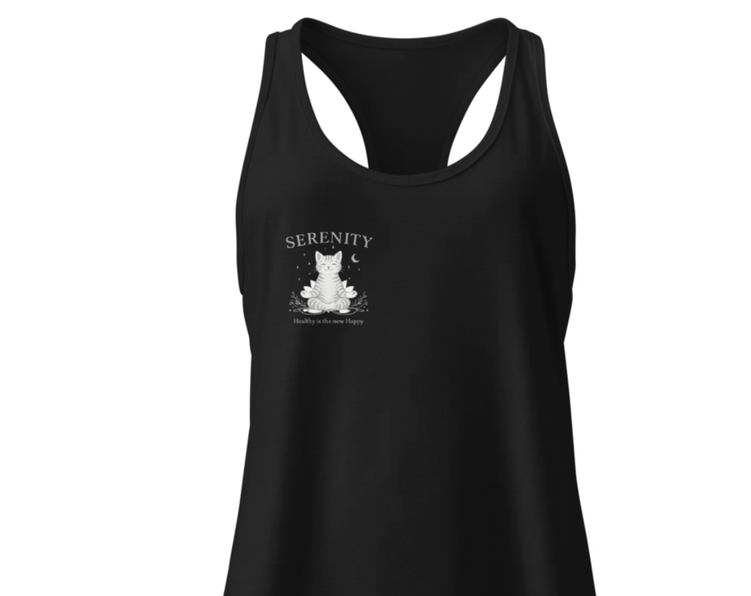 Women’s Yoga Tank Top  “Serenity Yoga” Racerback Tank | Mindfulness Workout Shirt, Fitness & Meditation Apparel