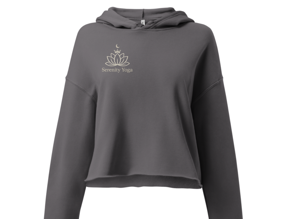 Women’s Cropped Yoga Hoodie – “Serenity Yoga” Garment-Dyed Sweatshirt | Mindfulness, Wellness & Relaxed Fit