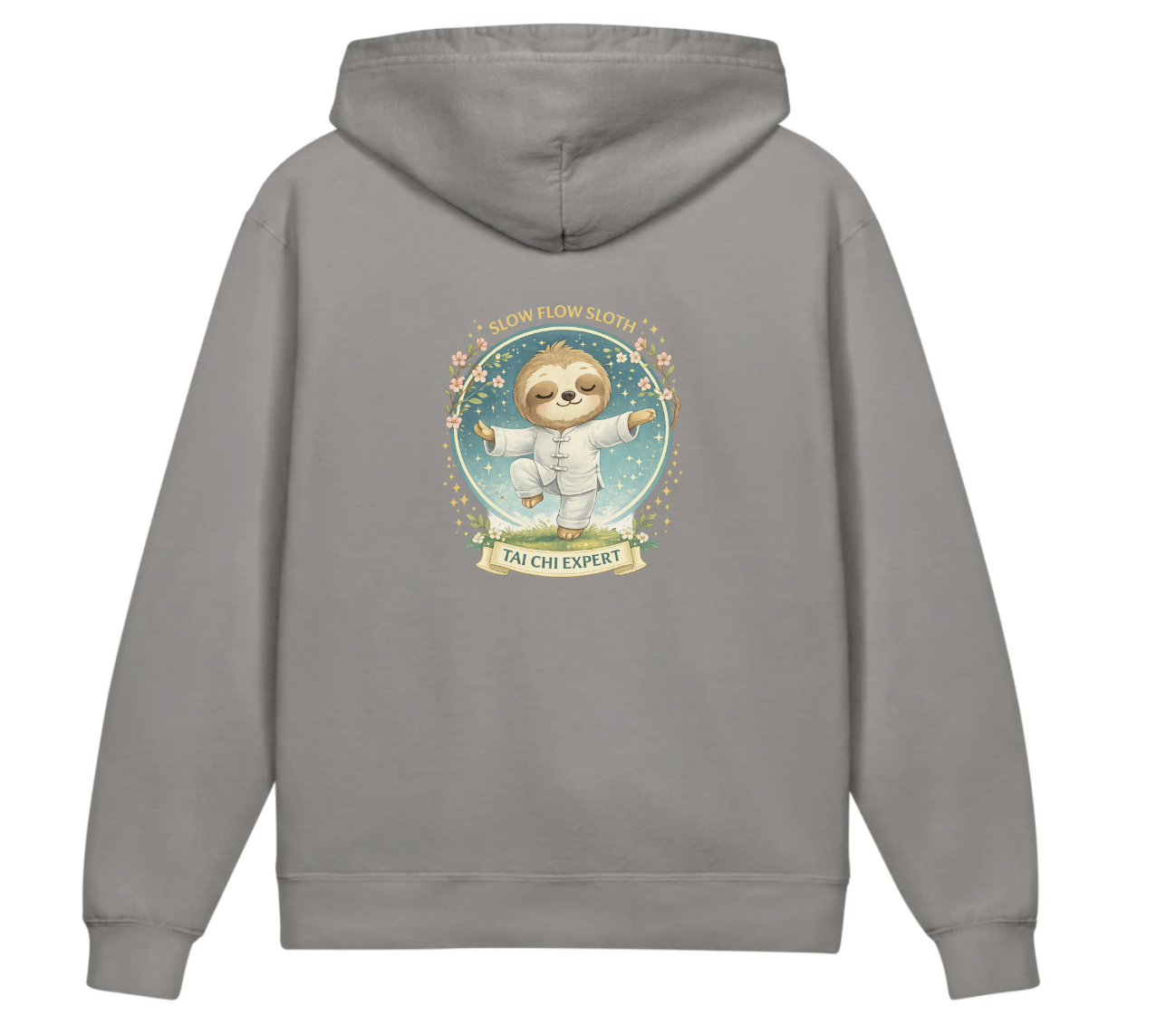 Kids Tai Chi Hoodie – “Slow Flow Sloth” Youth Garment-Dyed Lightweight Sweatshirt | Mindfulness & Calm Graphic