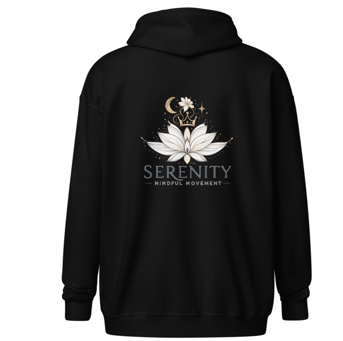 Unisex Zip-Up Hoodie – “Serenity” Heavy Blend Sweatshirt | Luxury Yoga, Mindful Movement & Lotus Design