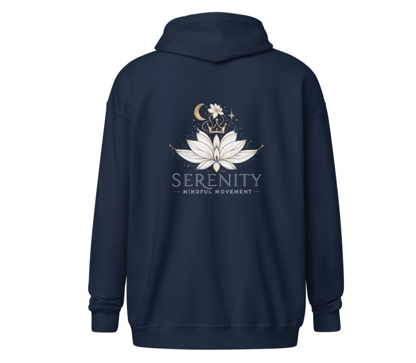 Unisex Zip-Up Hoodie – “Serenity” Heavy Blend Sweatshirt | Luxury Yoga, Mindful Movement & Lotus Design
