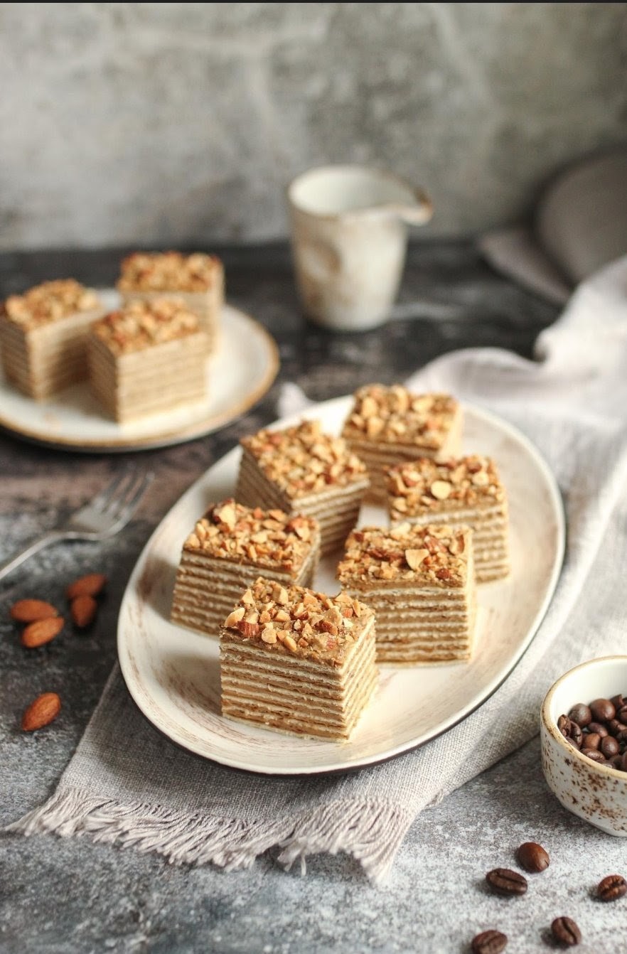 Hazelnut Layered Cake Squares