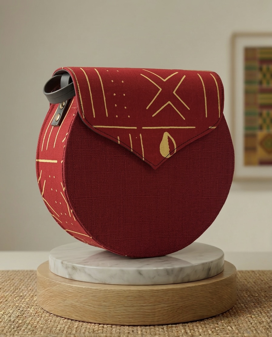 Sac à main rond en tissu africain