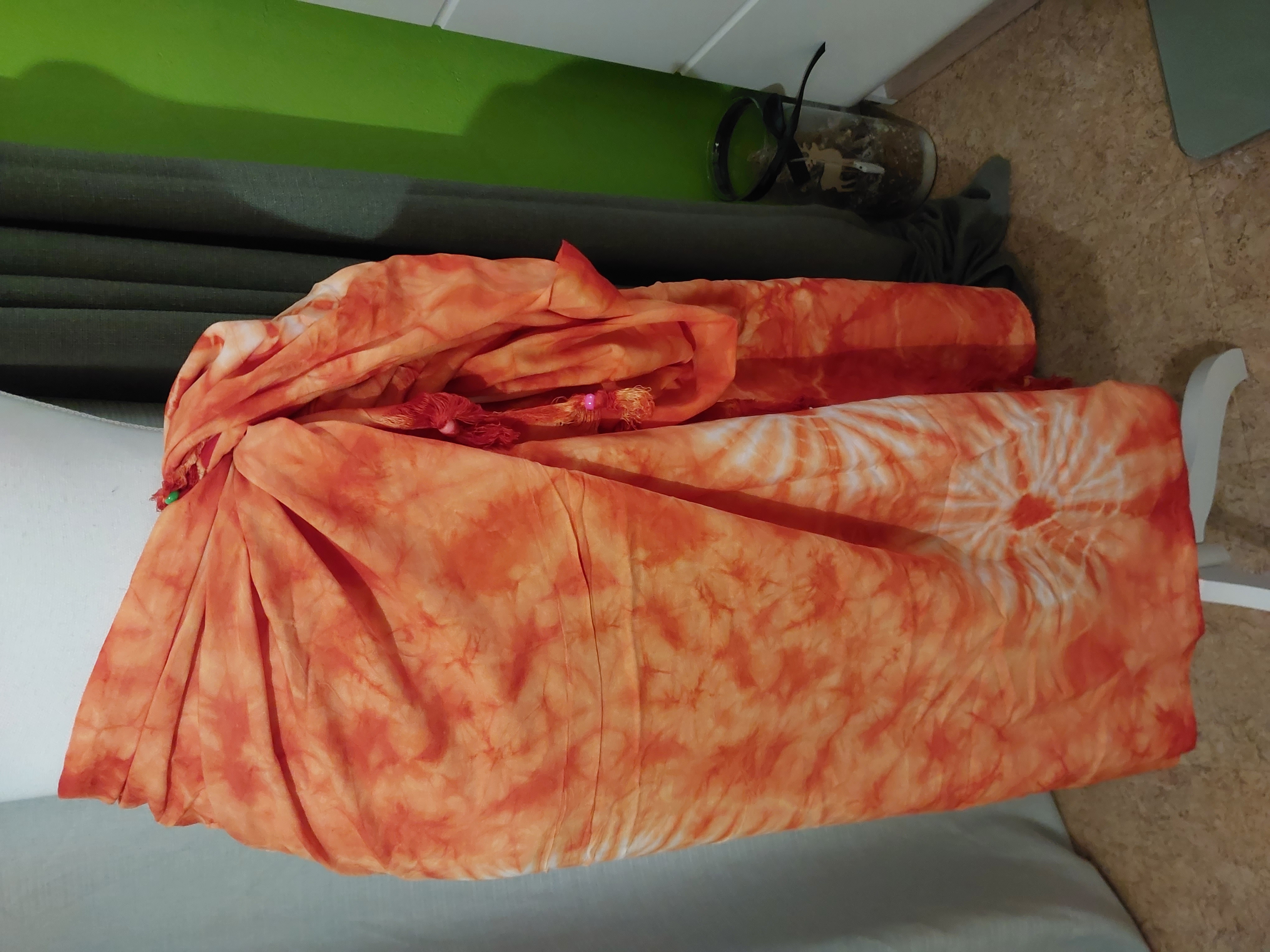 Écharpe tie-dye orange et rouge