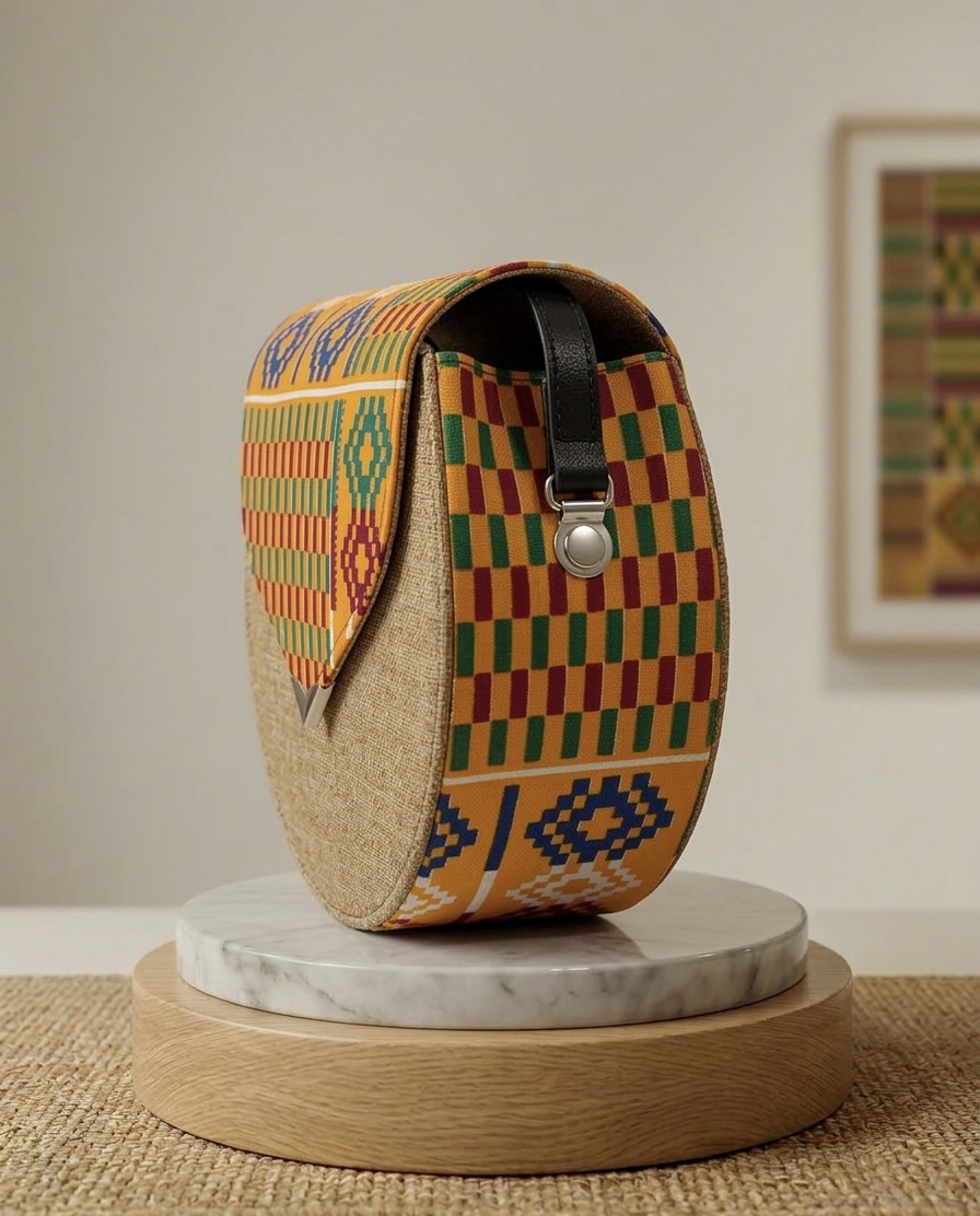 Sac à main rond en tissu africain