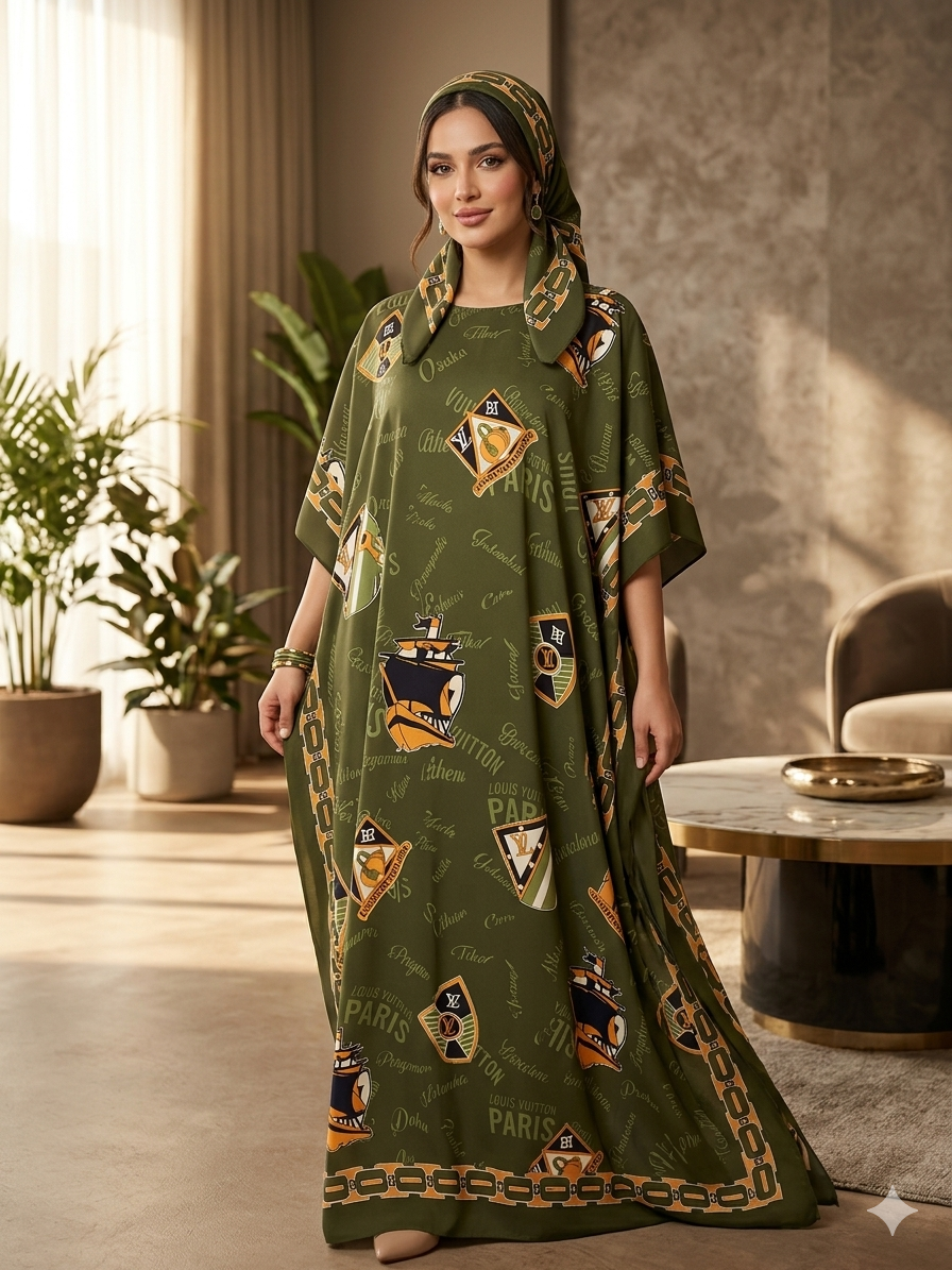Robe été vert imprimé