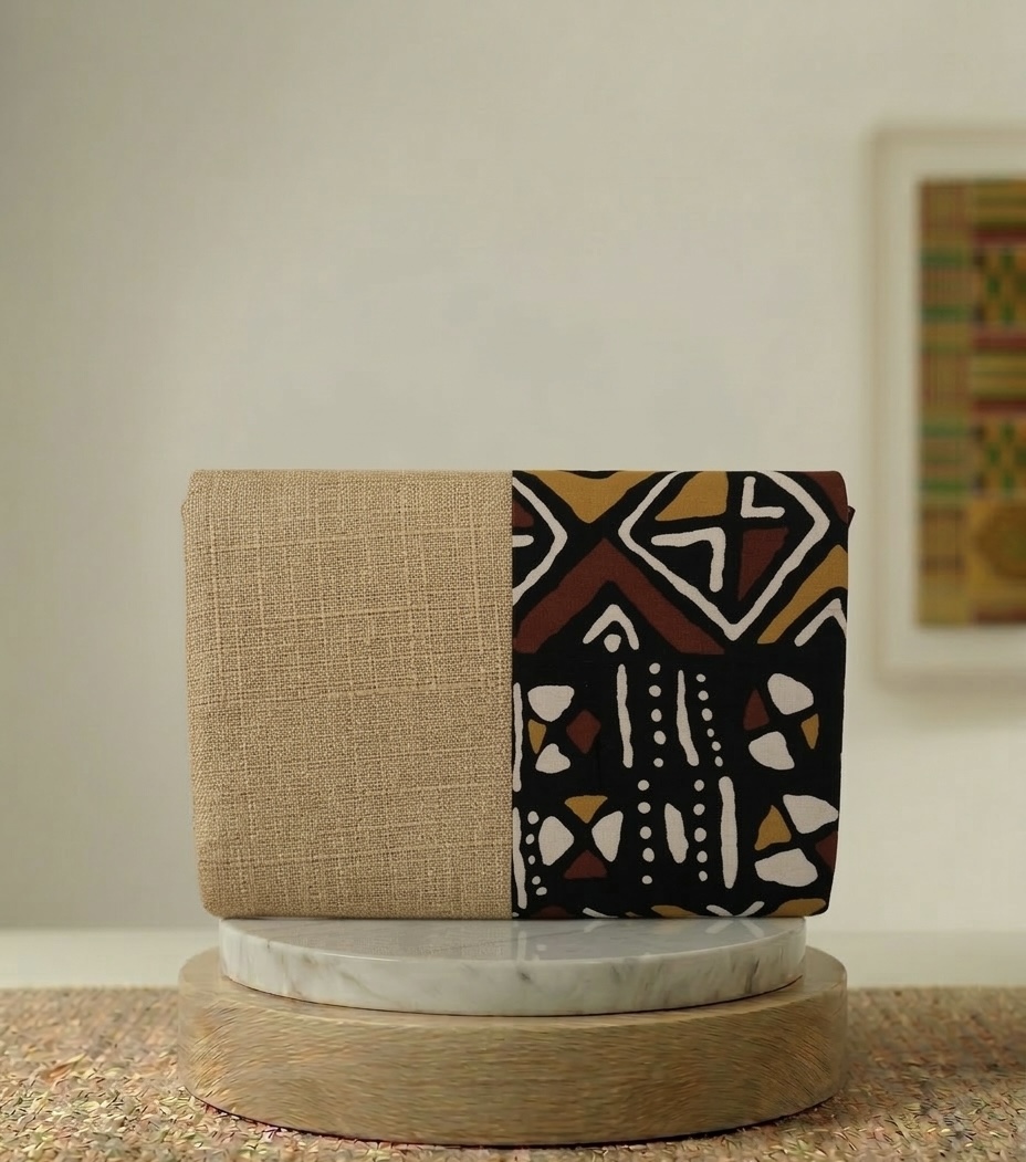 Pochette en lin et tissu imprimé 