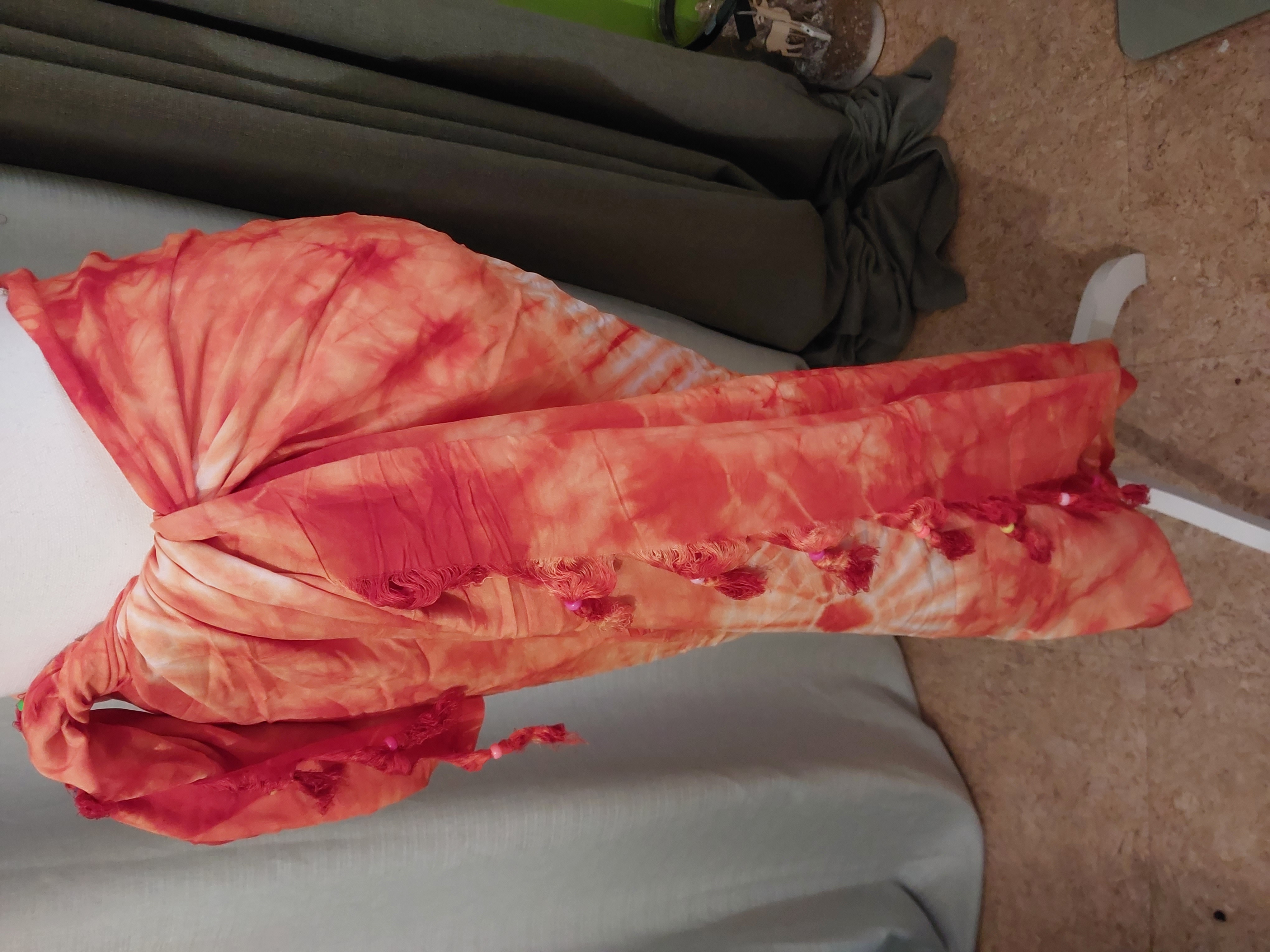 Écharpe tie-dye orange et rouge