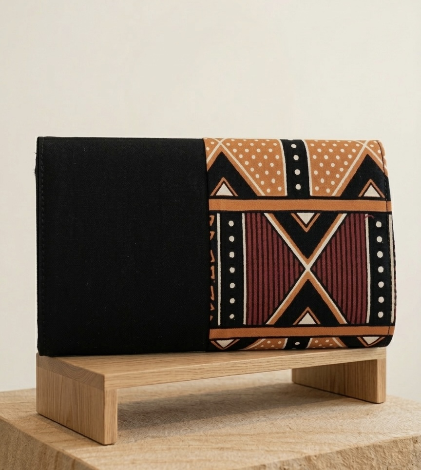 Pochette avec  bandoulière en tissu africain