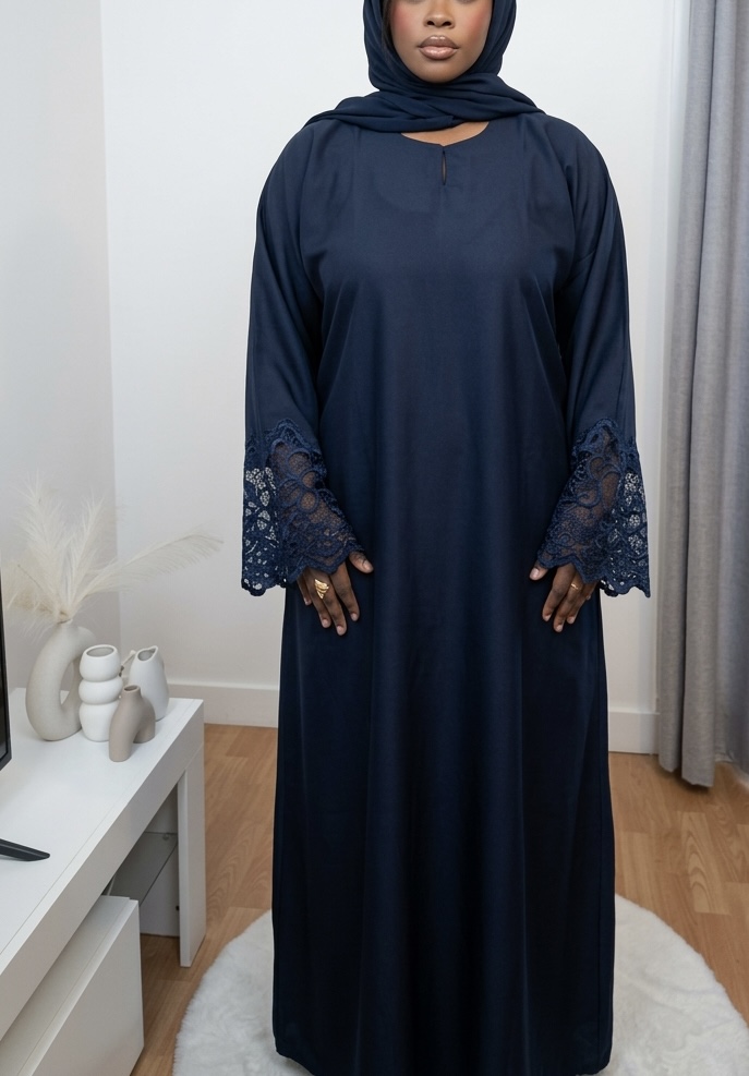 Abaya élégante en bleu marine