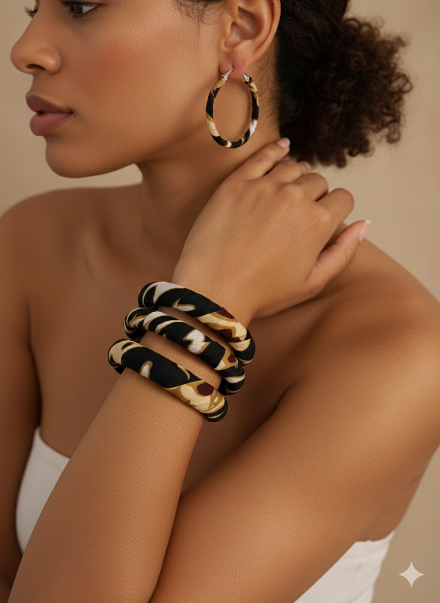 Trio bracelets et boucles d'oreilles assorties 