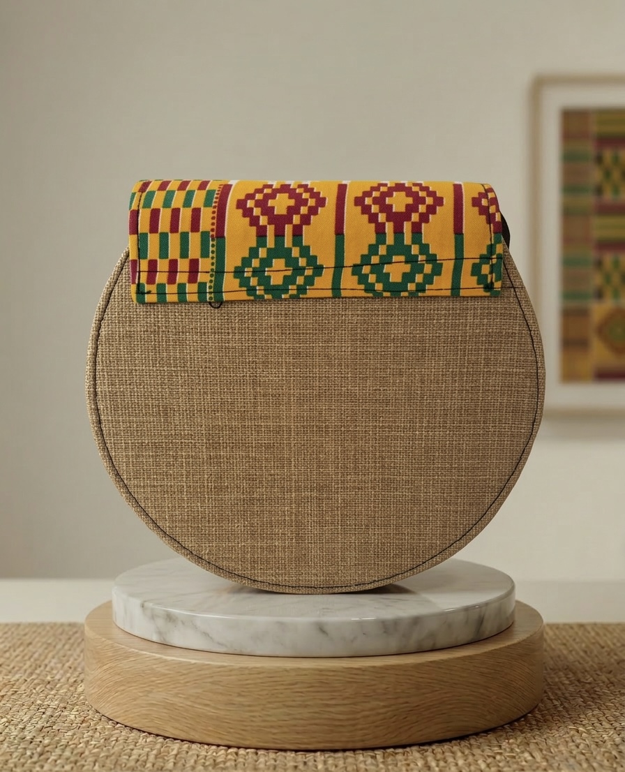 Sac à main rond en tissu africain