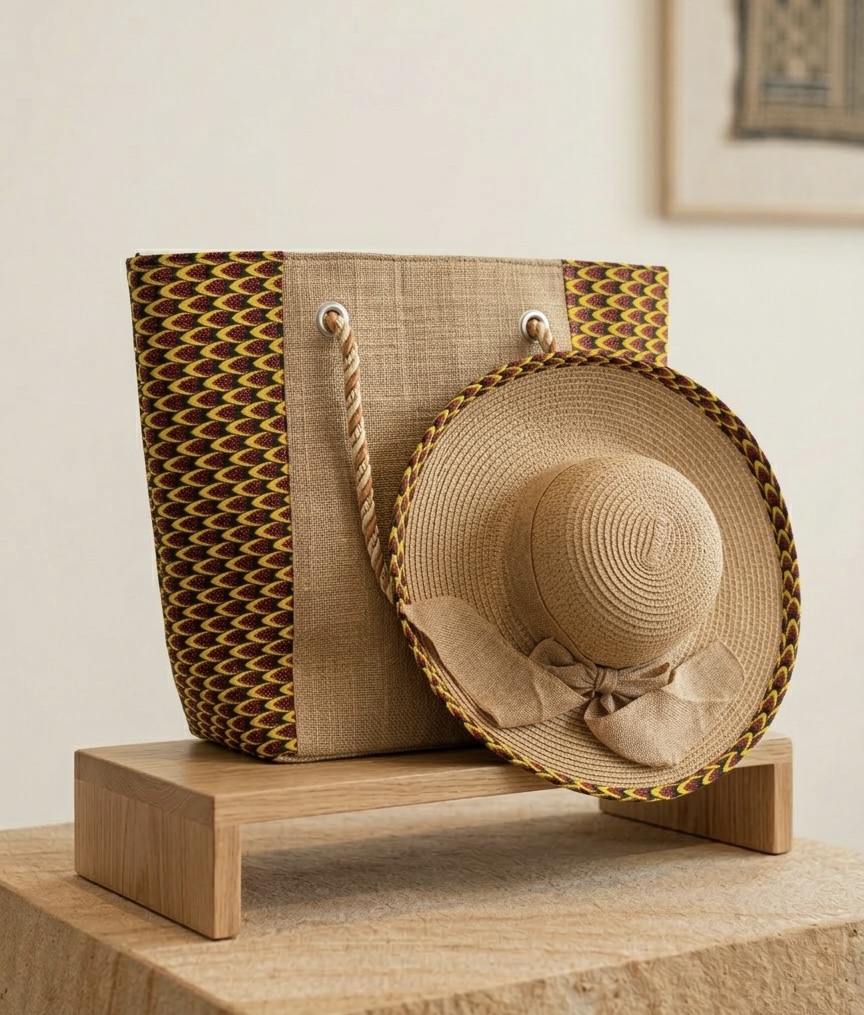 Sac cabas et Chapeau de paille assorti 