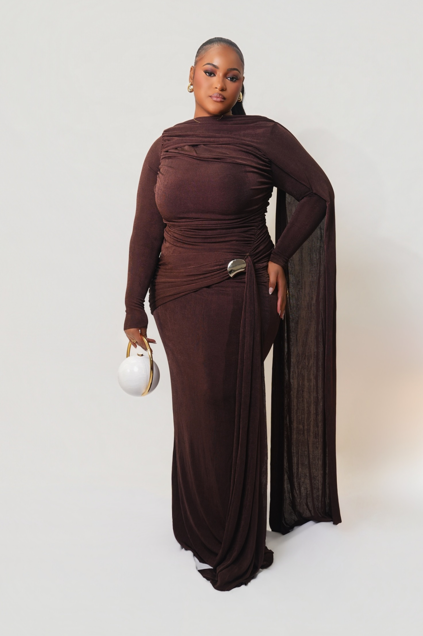 Robe longue élégante chocolat