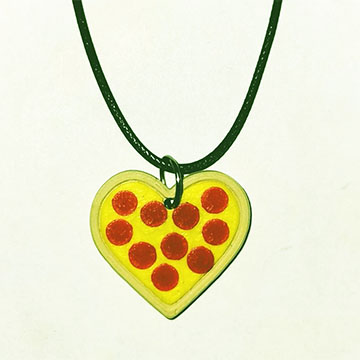 Heart-Shaped Pizza Pendant Necklace