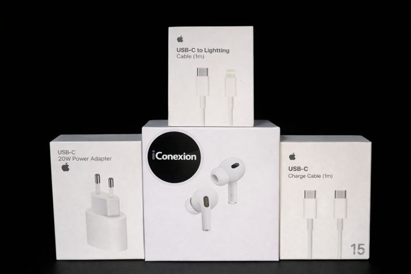 (Combo 1cl) Airpods pro 2(AAA) + Cabezal 20w + Cable tipo C a Lightning + Cable tipo C a C