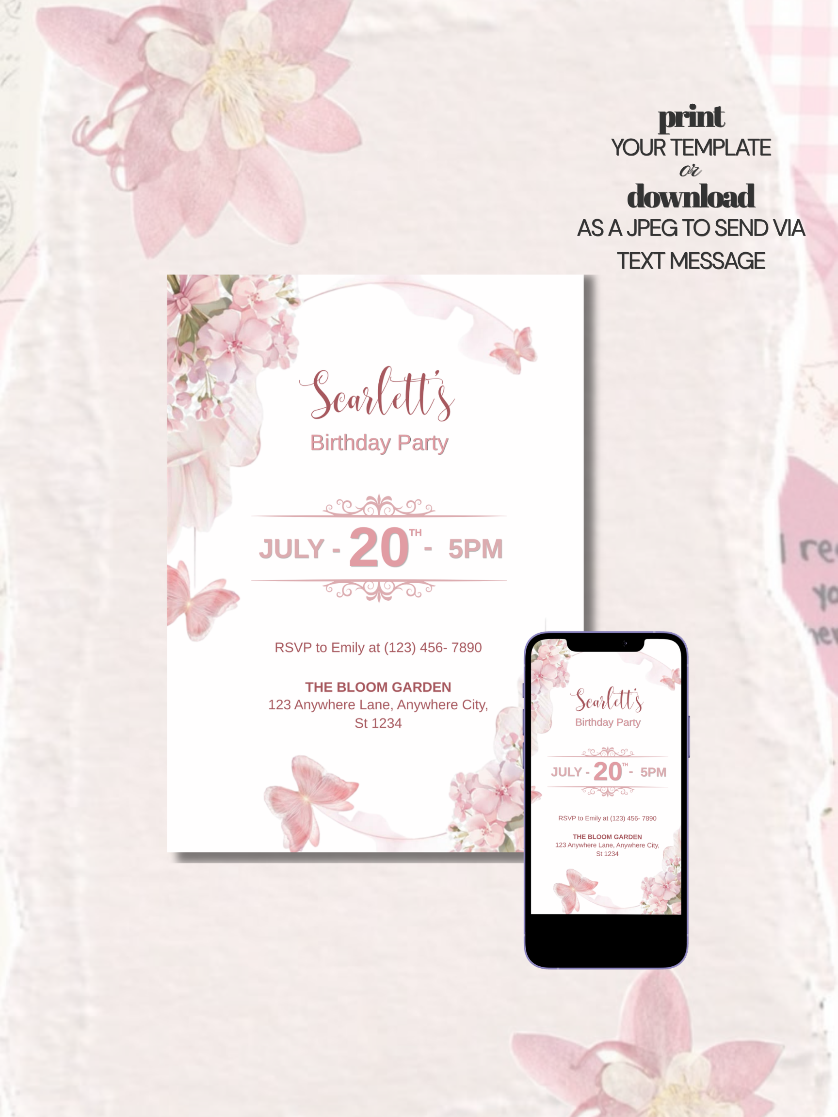 Pink Floral Birthday Invite