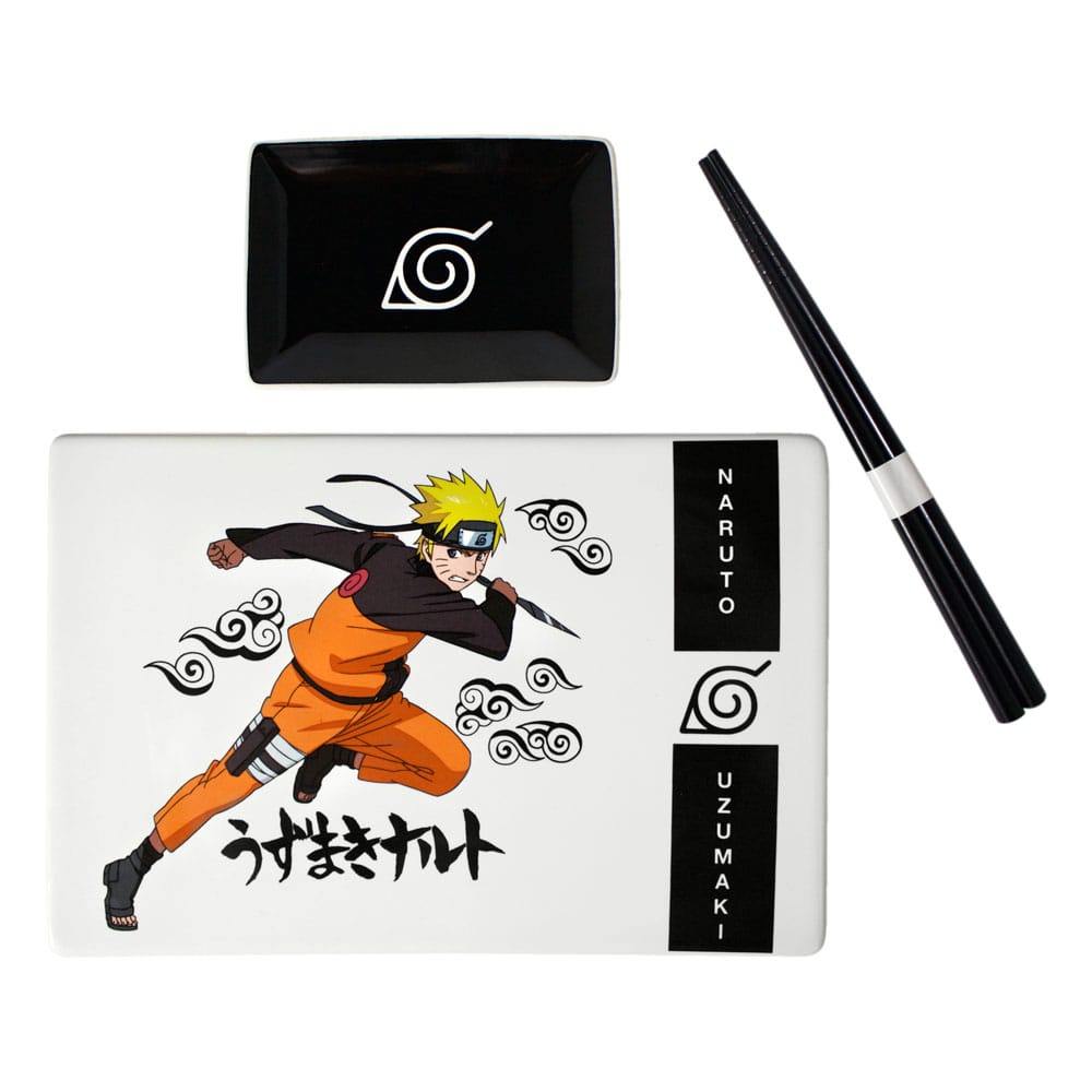 Naruto Shippuden Plaque Sushi et baguettes ensemble en céramique Naruto Uzumaki