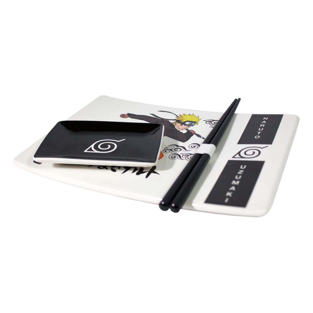 Naruto Shippuden Plaque Sushi et baguettes ensemble en céramique Naruto Uzumaki
