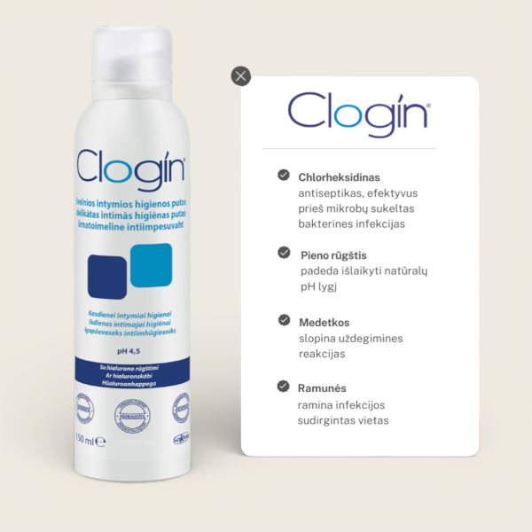 Putos intymiai higienai, pH 4.5, CLOGIN, 150 ml